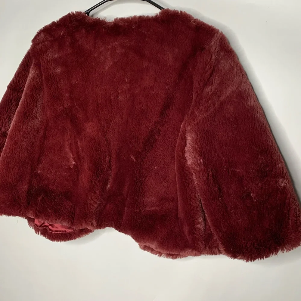 Haani Burgundy Faux Fur Blazer Size L NWT - Picture 7 of 7